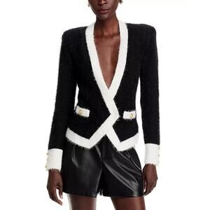 NWT L'AGENCE Georgia Contrast Cardigan Blazer Size XXL Black/White #3D513